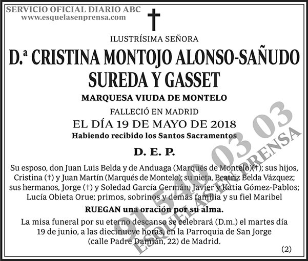 Cristina Montojo Alonso-Sañudo Sureda y Gasset